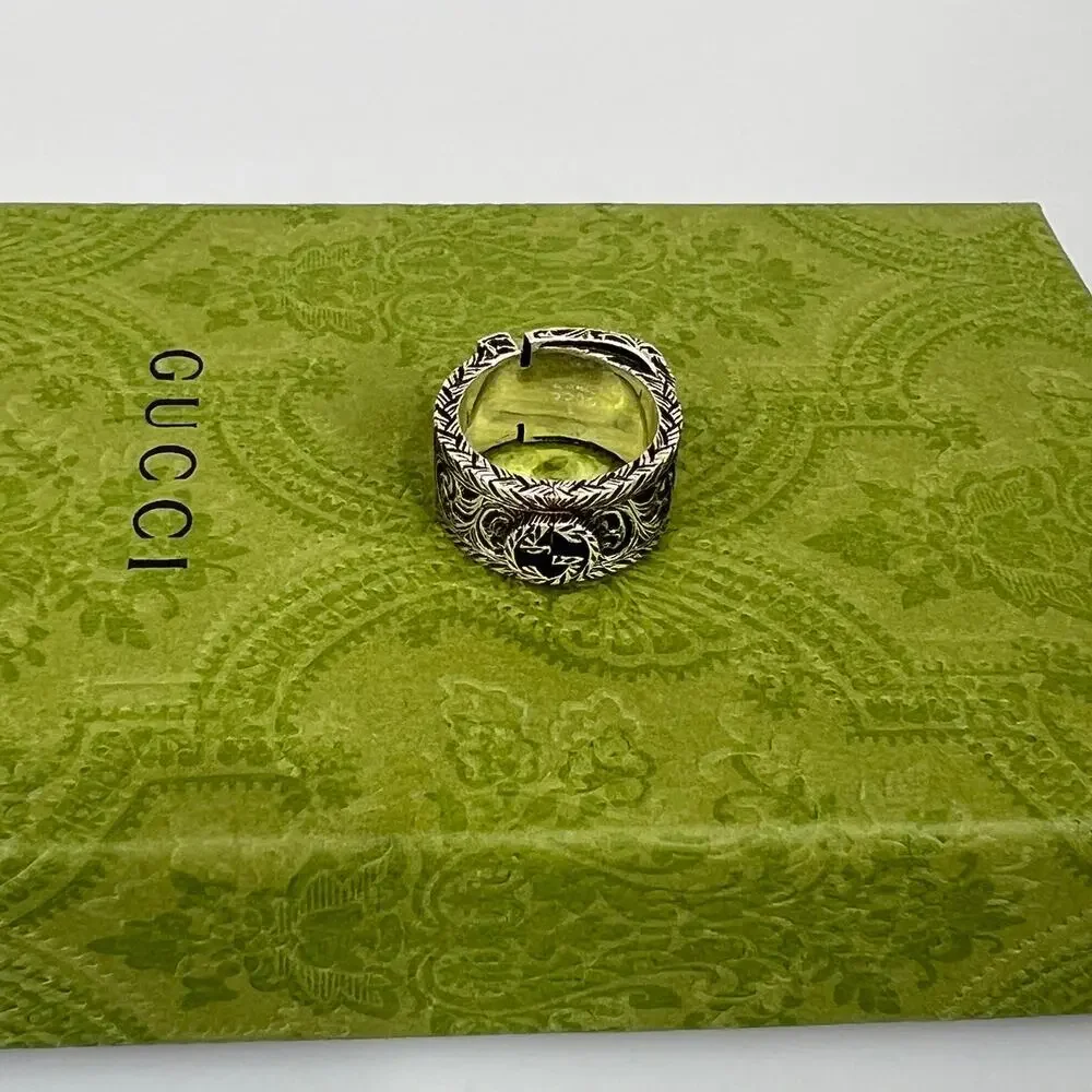 NIB Gucci Sterling Silver Garden Ring Size 10 - Picture 7 of 14
